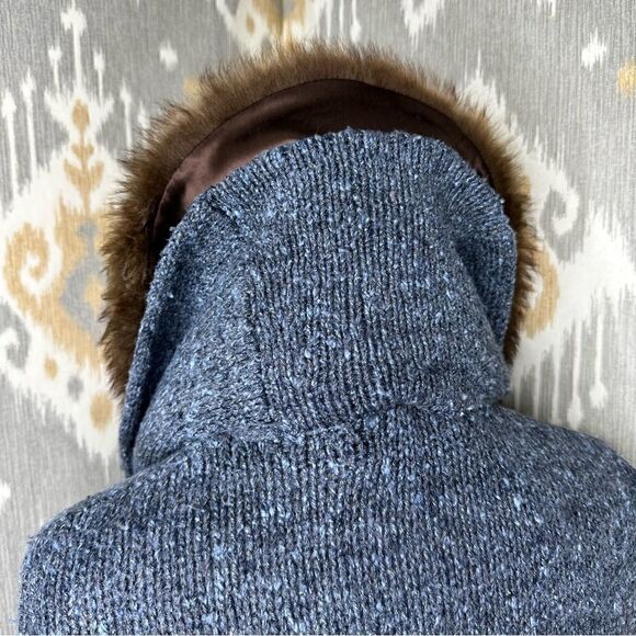 Ralph Lauren Navy Melange Lamb Shearling Shawl Collar Cardigan Sweater - Picture 5 of 16